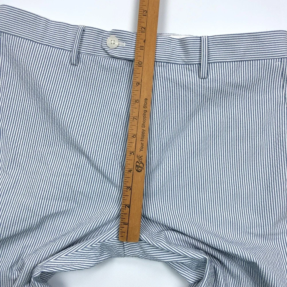 Banana Republic Tailored Fit Seersucker Striped Pants Mens 33x32 Blue White